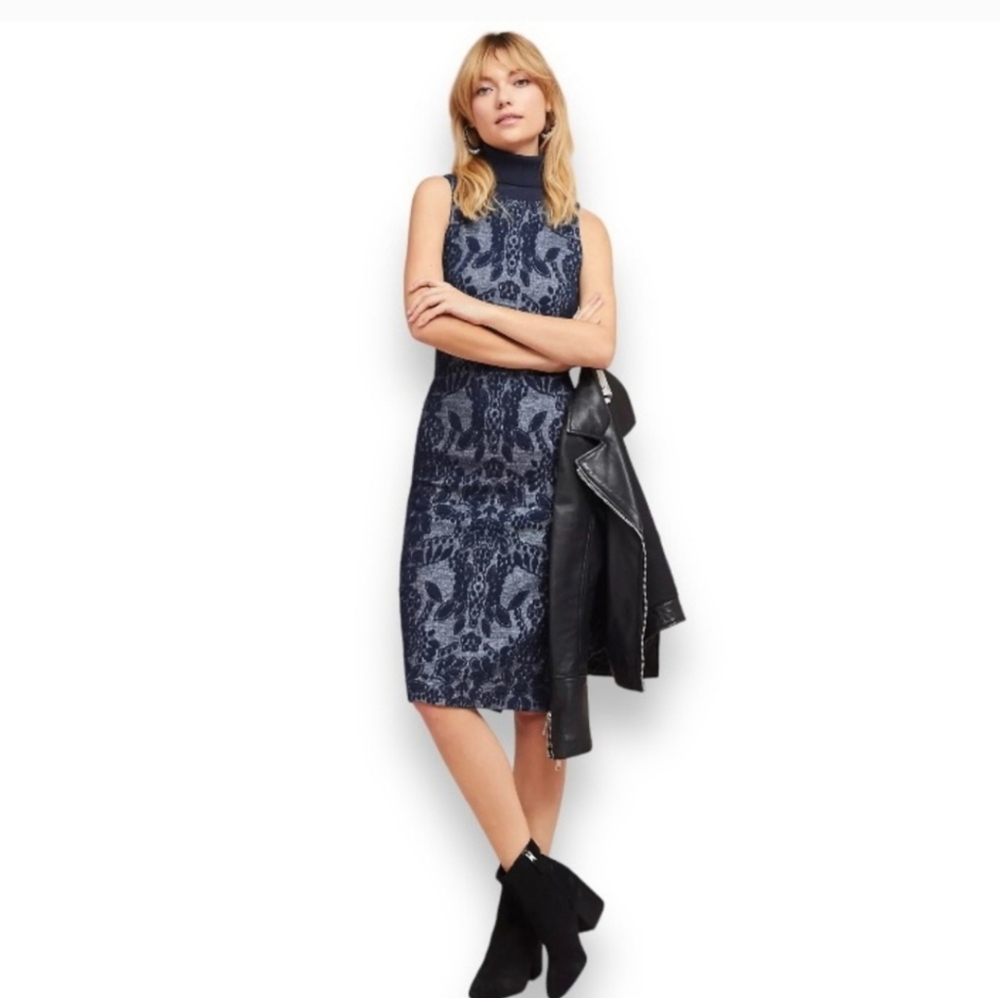 Maeve Ryder Jacquard Turtleneck Dress Size 4 - Picture 1 of 16